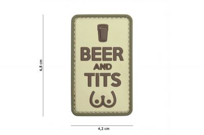 101 Inc PVC Velcro Patch "Beer & Tits" (Brown) - Detail Image 2 © Copyright Zero One Airsoft