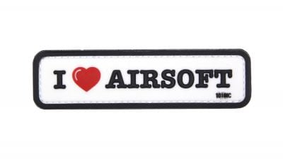 101 Inc PVC Velcro Patch "I Love Airsoft" (White)