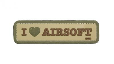 101 Inc PVC Velcro Patch "I Love Airsoft" (Tan)