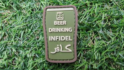 ZO PVC Velcro Patch "Beer Drinking Infidel" (Olive) - Detail Image 1 © Copyright Zero One Airsoft