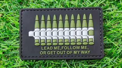 ZO PVC Velcro Patch "Lead Me" (Olive) - Detail Image 1 © Copyright Zero One Airsoft