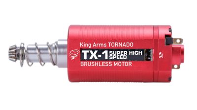 King Arms Tornado TX-1 Super High Speed Brushless Motor with Long Shaft - Detail Image 1 © Copyright Zero One Airsoft