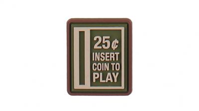 101 Inc PVC Velcro Patch "Insert Coin" - Detail Image 1 © Copyright Zero One Airsoft