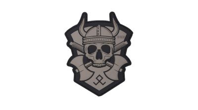 101 Inc PVC Velcro Patch "Viking with Hatchet" (Grey) - Detail Image 1 © Copyright Zero One Airsoft