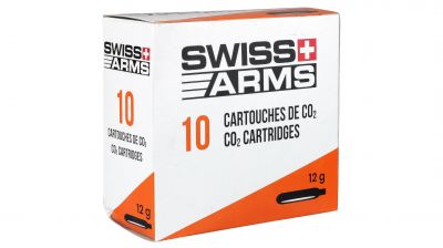 Swiss Arms 12g CO2 Capsule Box of 10 - Detail Image 1 © Copyright Zero One Airsoft