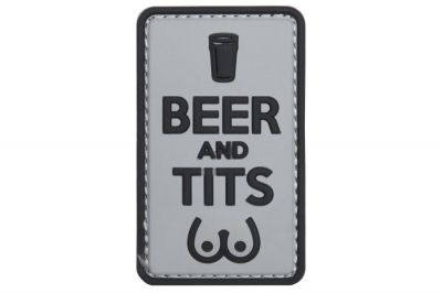 101 Inc PVC Velcro Patch "Beer & Tits" (Black) - Detail Image 1 © Copyright Zero One Airsoft