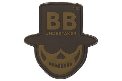 101 Inc PVC Velcro Patch "BB Undertaker" (Brown) - Detail Image 1 © Copyright Zero One Airsoft