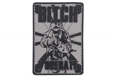 101 Inc PVC Velcro Patch "Bitch I Operate" - Detail Image 1 © Copyright Zero One Airsoft