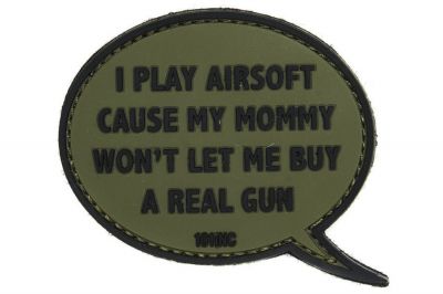 101 Inc PVC Velcro Patch "I Play Airsoft" (Olive)