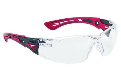 Bollé Glasses Rush PLUS with Red/Black Frame, Clear Lens and Platinum Coating
