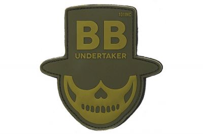 101 Inc PVC Velcro Patch "BB Undertaker" (Olive) - Detail Image 1 © Copyright Zero One Airsoft