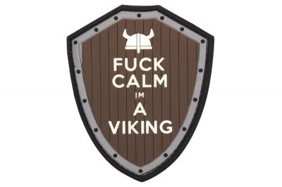 101 Inc PVC Velcro Patch "F**k Calm I'm a Viking" (Brown)