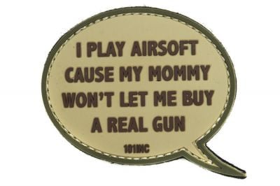 101 Inc PVC Velcro Patch "I Play Airsoft" (Brown)