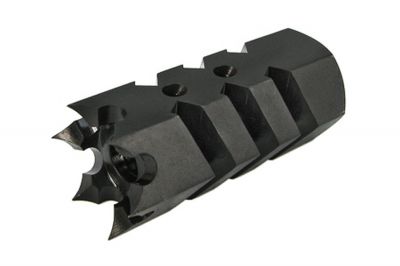 King Arms Flash Suppressor 14mm CCW Tromix Shark - Detail Image 1 © Copyright Zero One Airsoft