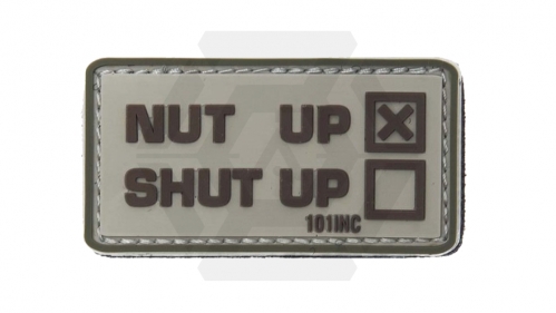 101 Inc PVC Velcro Patch "Nut Up" (Tan) - © Copyright Zero One Airsoft