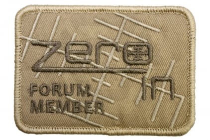 ZO Embroidered Velcro Patch "Zero In Forum Member" (Tan) - © Copyright Zero One Airsoft