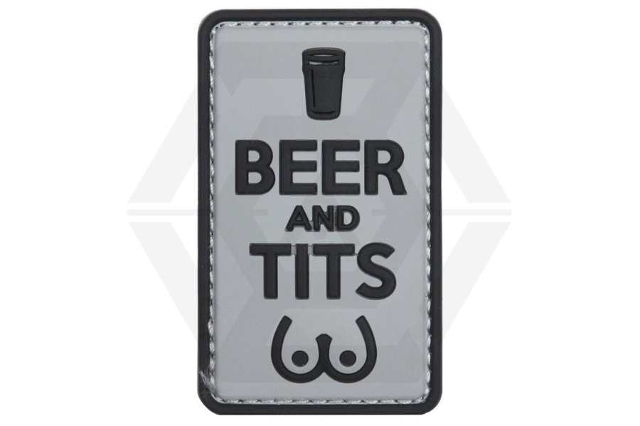 101 Inc PVC Velcro Patch "Beer & Tits" (Black) - Main Image © Copyright Zero One Airsoft